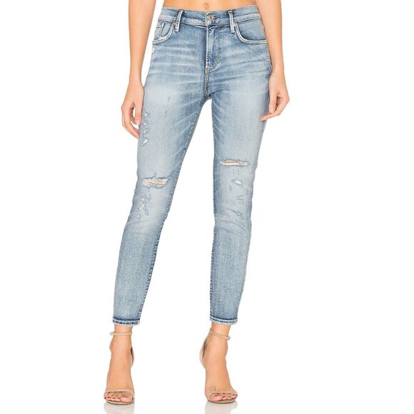 AGOLDE Sophie Crop Jeans Outsider Distressed Skinny Light Wash Womens 25 - Picture 1 of 11